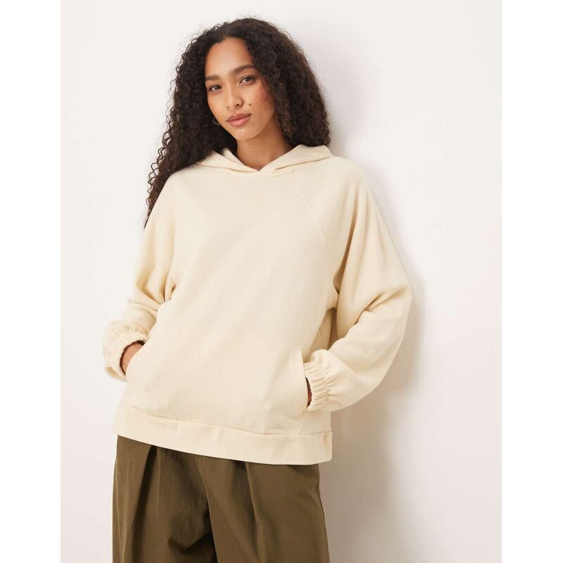 ASOS DESIGN Supersoft raglan sleeve oversized hoodie in warm cream 110476798