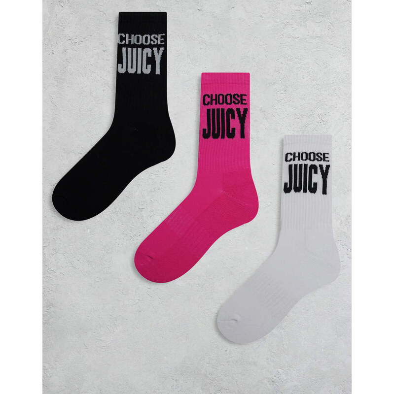 Juicy Couture 3 pack socks in black/white/pink-Multi 110476892