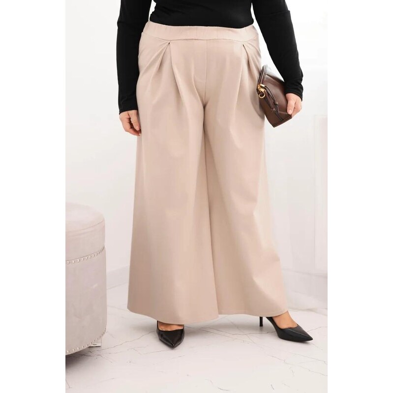 MladaModa Oversize kalhoty se širokým střihem a plisováním model