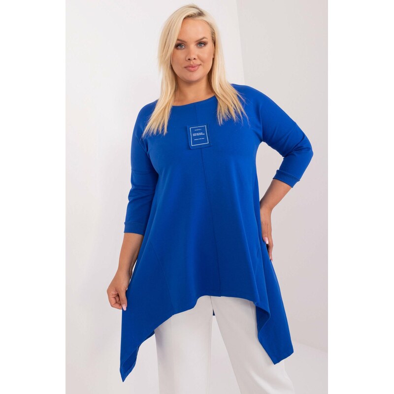 MladaModa Oversize tunika s nášivkou model 08987 královská modrá