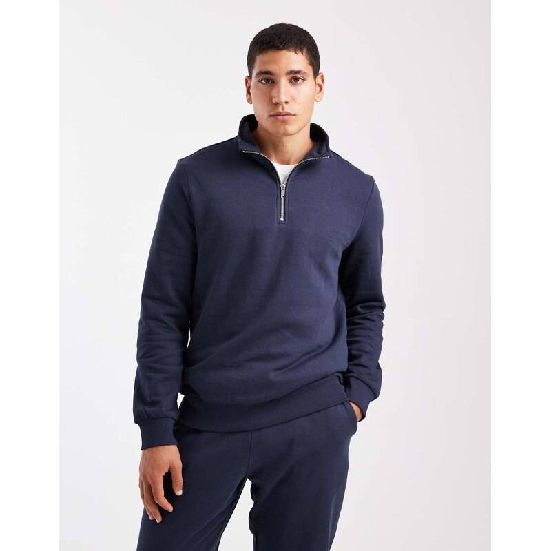 New Look 1/4 zip funnel neck sweatshirt co-ord in navy