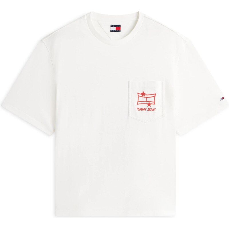 Tommy Jeans Tričko oranžově červená / bílá