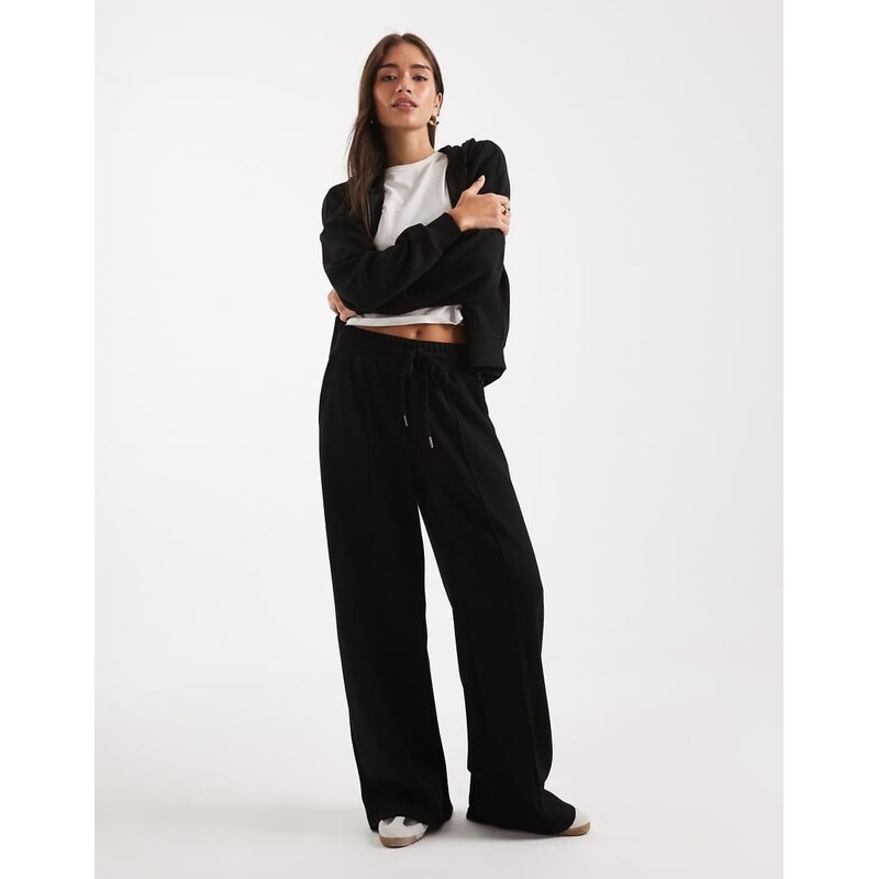 Brave Soul Straight Leg Joggers in Black in Scuba-Style Fabric