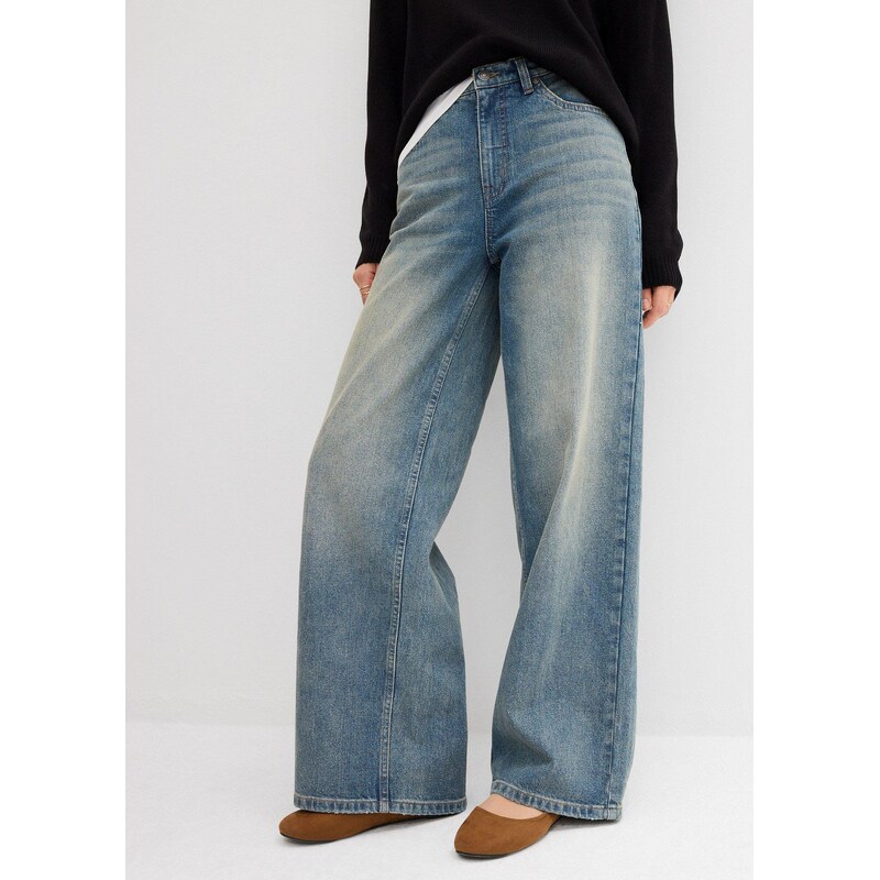 bonprix Džíny Wide Leg, High Waist modrá Žena