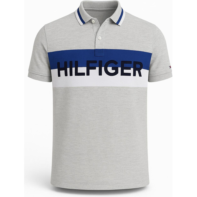 Tommy Hilfiger pánské polo tričko Logo signature šedé VELIKOST M