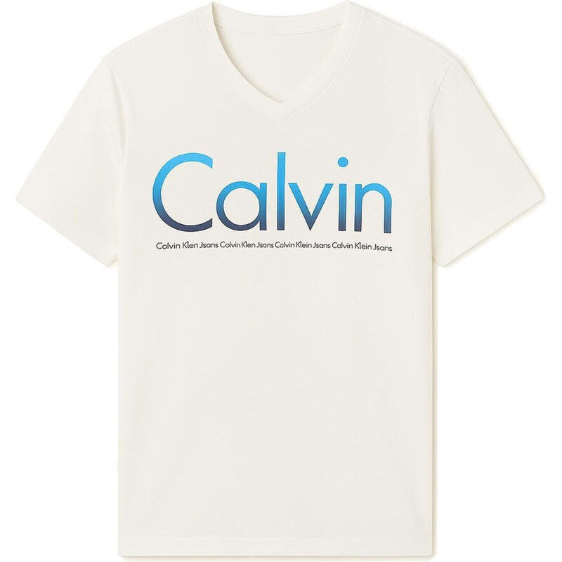 Calvin Klein Pánské Tričko s Kratkým Rukávem CK Bílé VELIKOST M