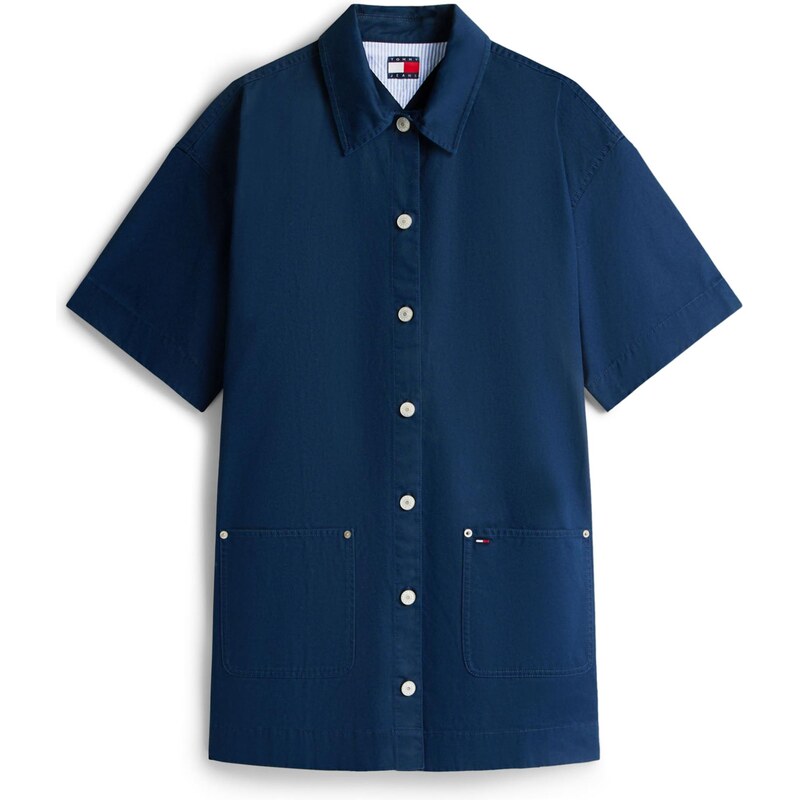 Tommy Jeans Košilové šaty marine modrá