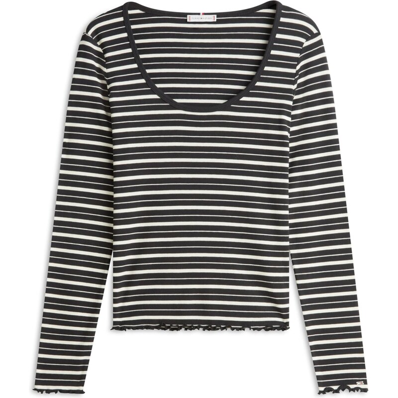 TOMMY HILFIGER Tričko černá / bílá