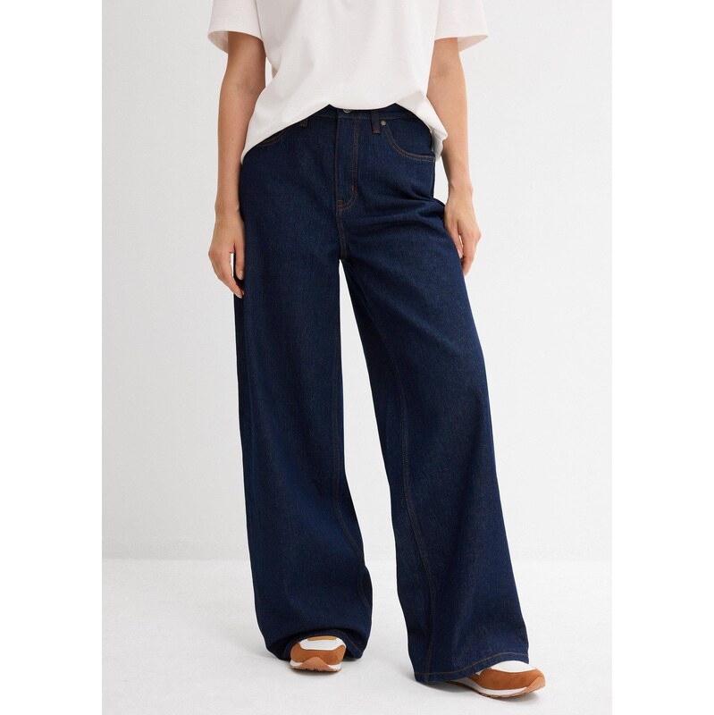 bonprix Džíny Wide Leg, High Waist modrá Žena