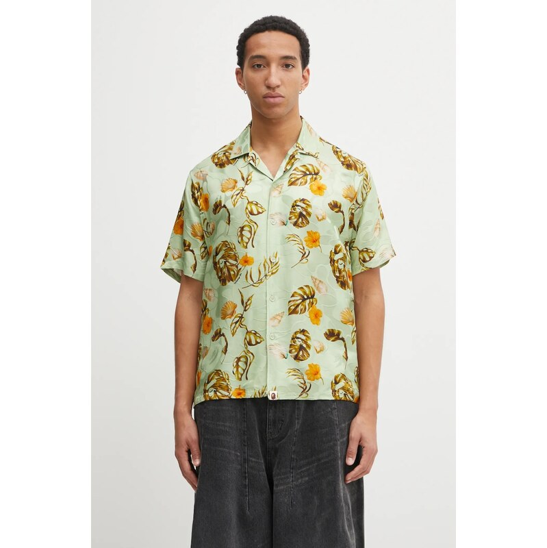Košile s přídavkem hedvábí A Bathing Ape Vacation Pattern Open Collar