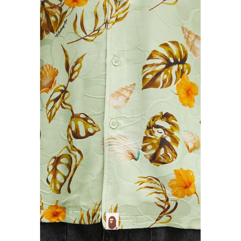 Košile s přídavkem hedvábí A Bathing Ape Vacation Pattern Open Collar
