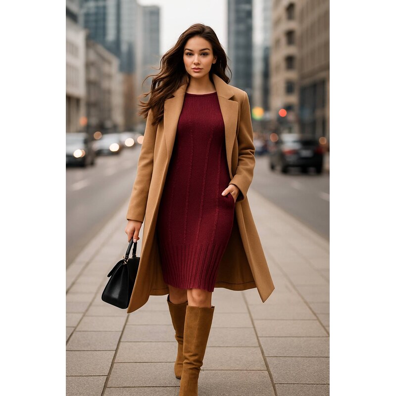 Fashionweek Dámské svetrové šaty pohodlné pletené šaty NB6690