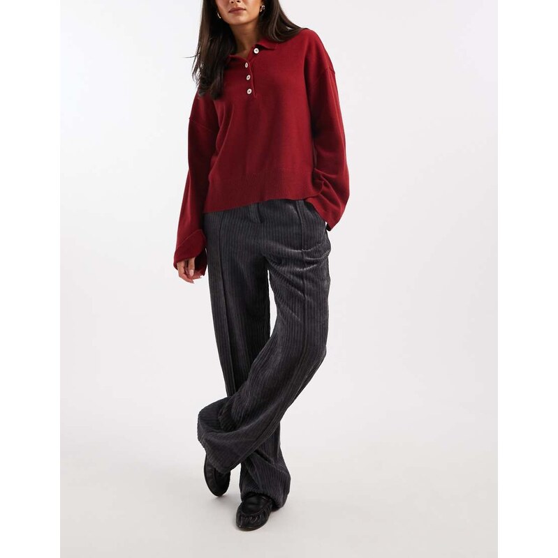 ASOS DESIGN pull on trousers in cord in grey