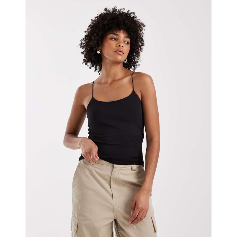 Vero Moda slinky thin strap cami top in black 110529578