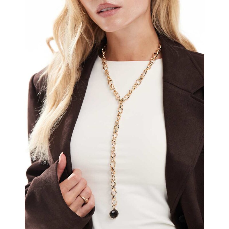 Accessorize lariat chain long pendant necklace in brown 110534972
