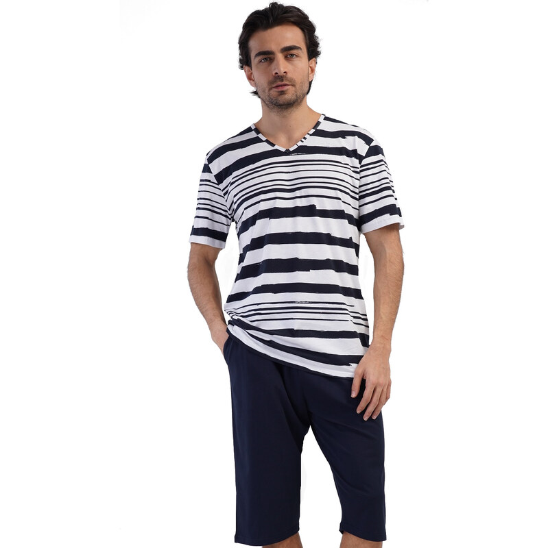 Naspani Pánské pyžamo bavlněné 1XL–4XL krátký rukáv a