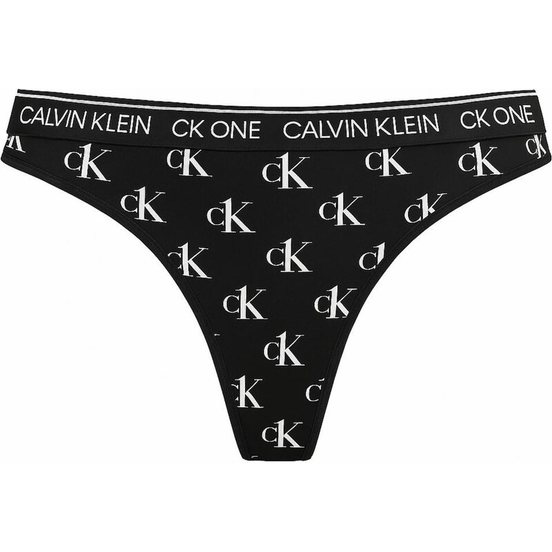 Calvin Klein One Kalhotky Tanga černé CK Print VELIKOST XL 88345202