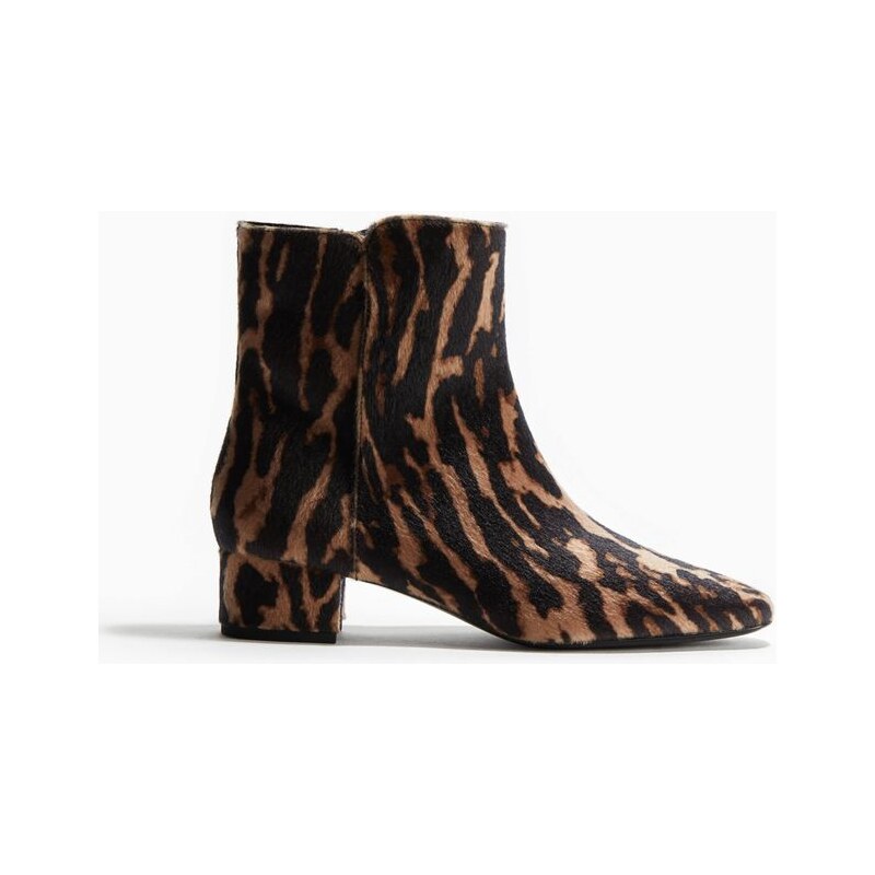 H&M - Kotníkové kozačky na blokovém podpatku - Béžová/Leopardí