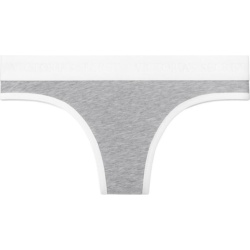 Victorias secret tanga thongs kalhotky bavlněné silver/šedé