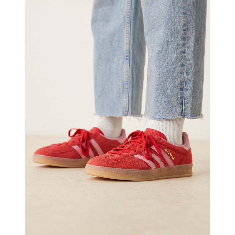adidas Originals Gazelle Indoor trainers in red and pink