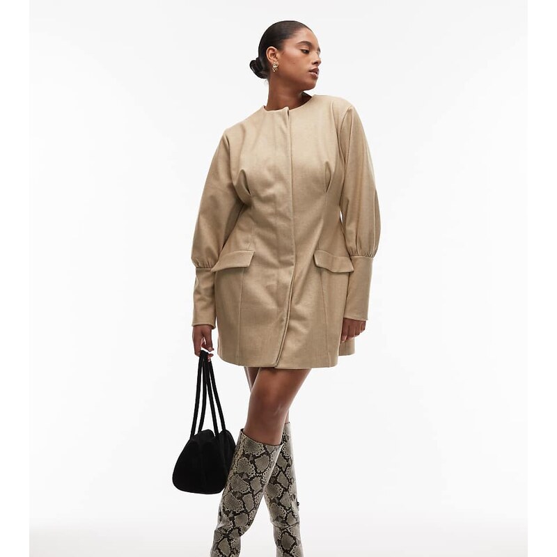 ASOS Curve ASOS DESIGN Curve sculpted puff sleeve blazer mini dress in 113263003