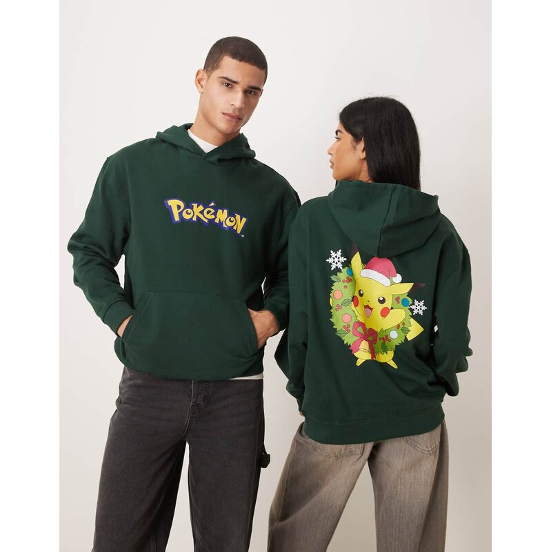 ASOS DESIGN unisex relaxed hoodie with Pokemon print in green