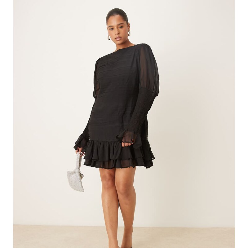 ASOS Curve ASOS DESIGN Curve slash neck dropped waist mini dress