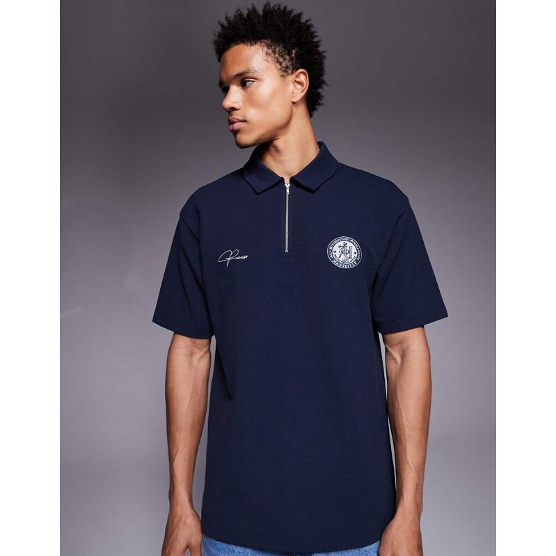 ASOS DESIGN co-ord super heavyweight relaxed polo with chest