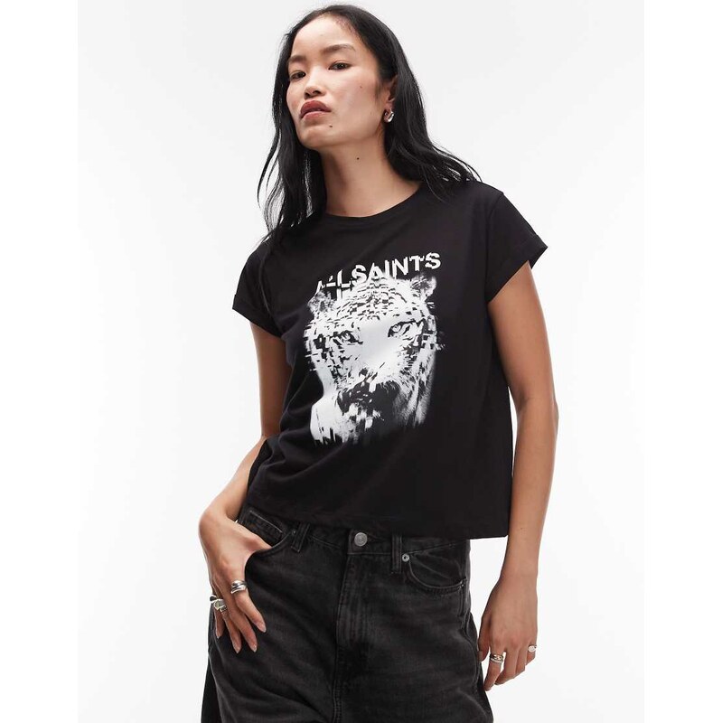 Allsaints tiger graphic t-shirt in black 110556419