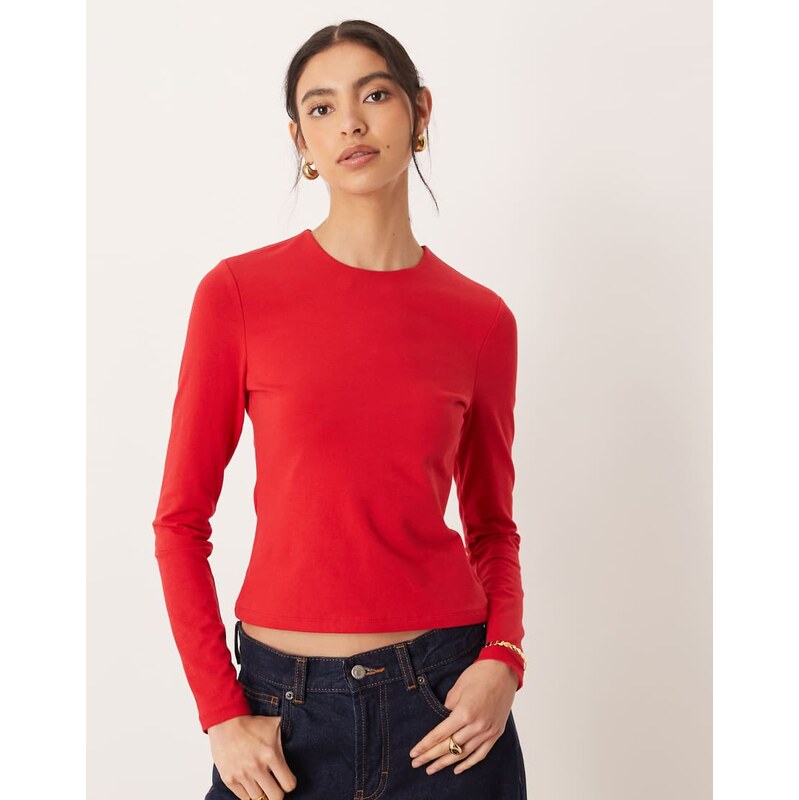 Abercrombie & Fitch long sleeve baby tee in red