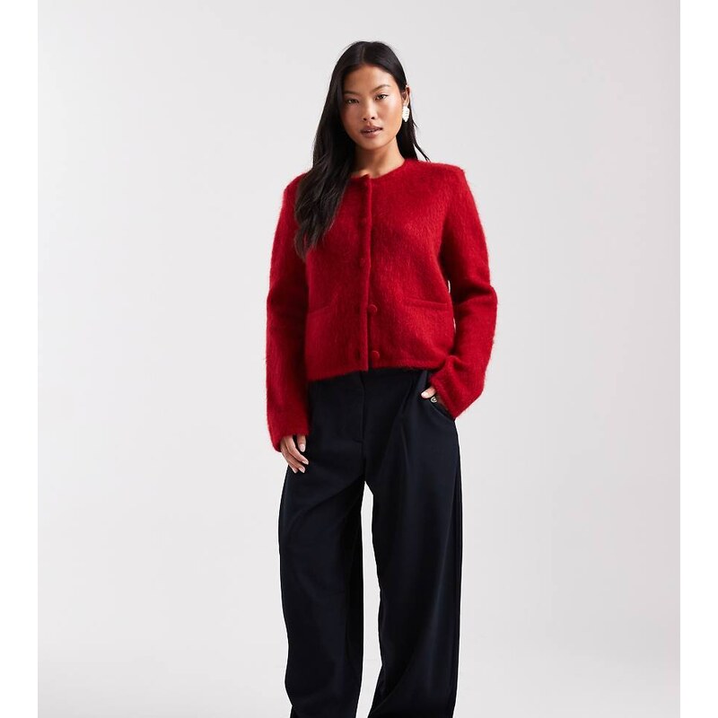 ASOS DESIGN Petite tailored arch barrel trousers in navy