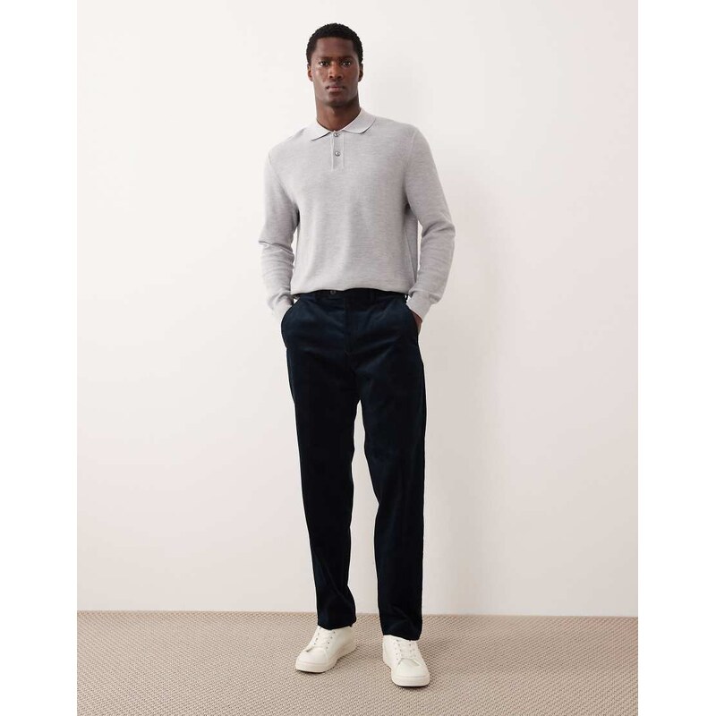 Selected cord straight leg trousers in navy