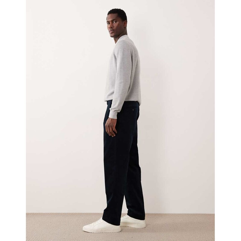 Selected cord straight leg trousers in navy