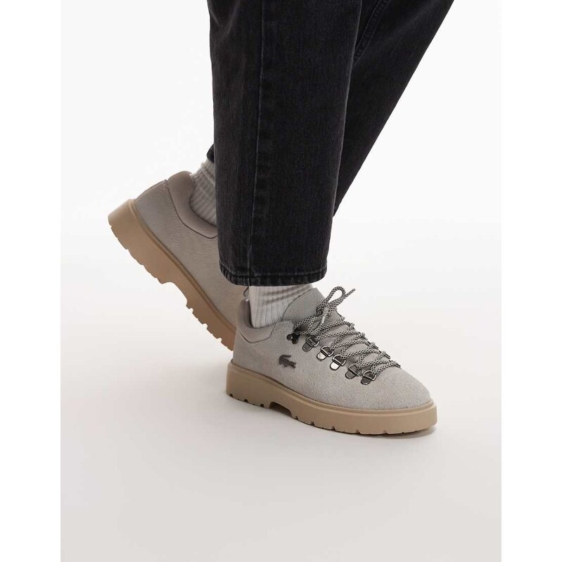 Lacoste Baseshot trainers in taupe-White