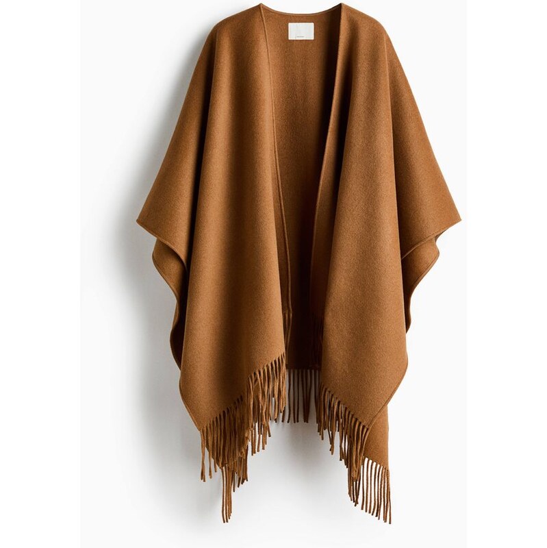 H&M - Pelerína z vlněné směsi - Tmavě Béžová