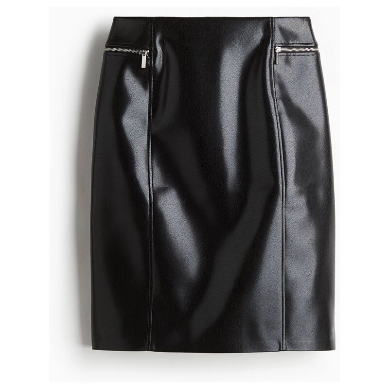 H&M - Pouzdrová sukně z potažené látky - Černá
