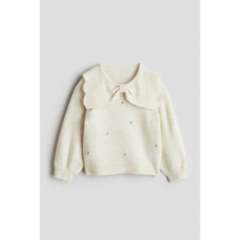 H&M - Zdobený svetr - Krémová