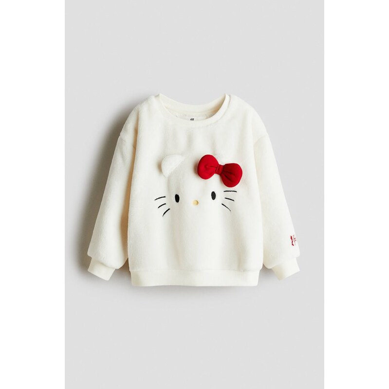 H&M - Mikina z mikroplyšes motivem - Bílá/Hello Kitty