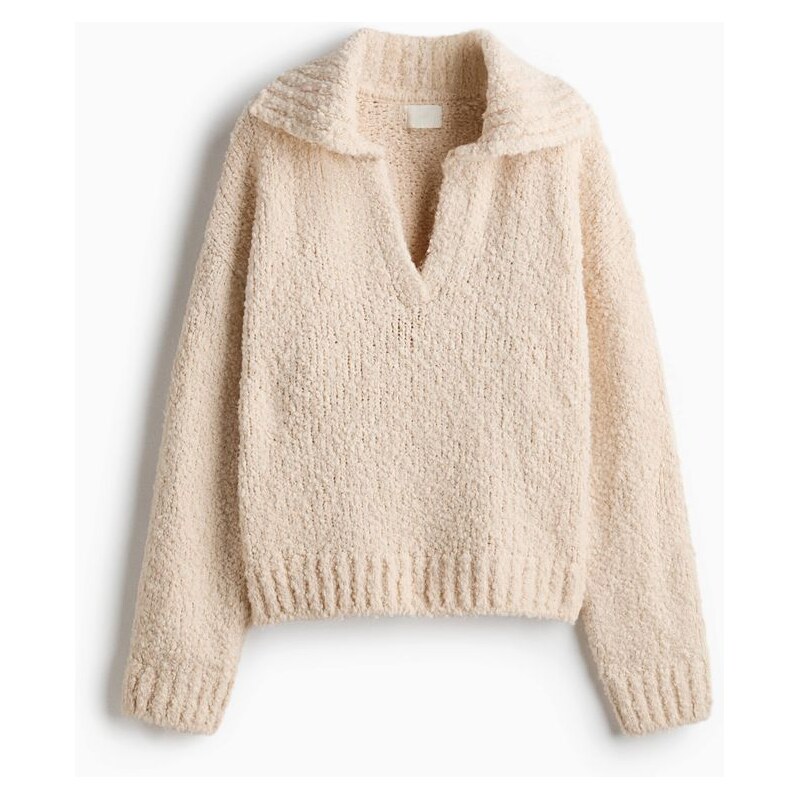 H&M - Oversized svetrs límečkem - Světle Béžová