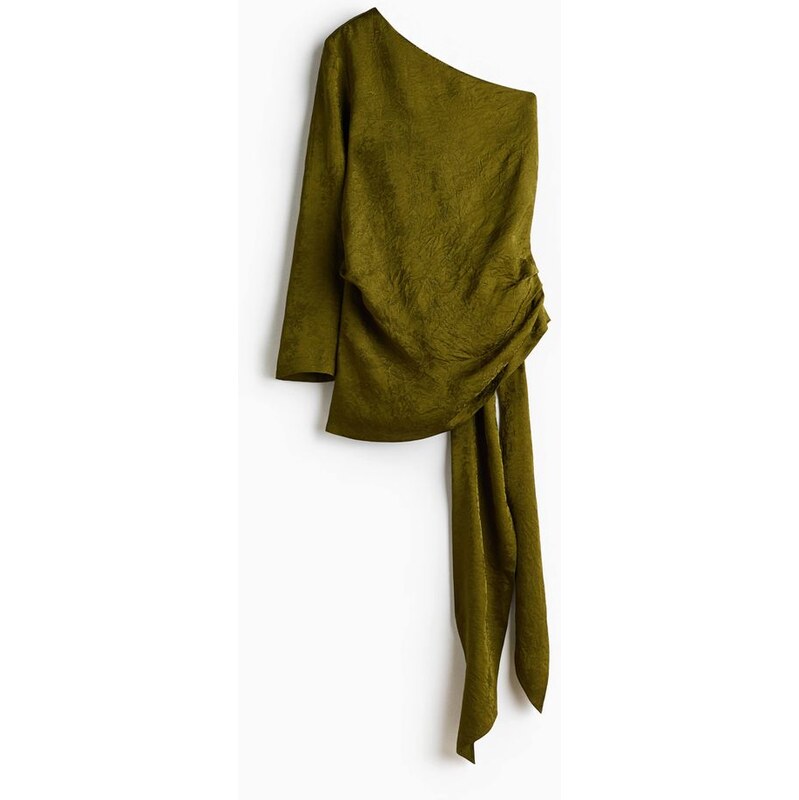 H&M - Halenka z žakárové tkaniny odhalující rameno - zelená 110133965