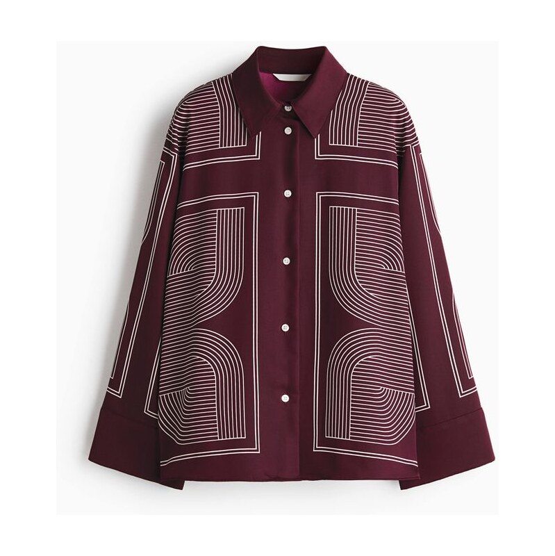 H&M - Oversized keprová košile - červená 110557200