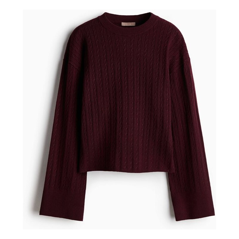 H&M - Svetrs copánkovým vzorem - Vínová