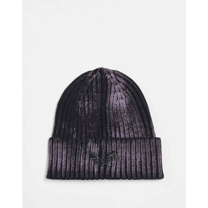 adidas Originals beanie with ribbed detail in washed black