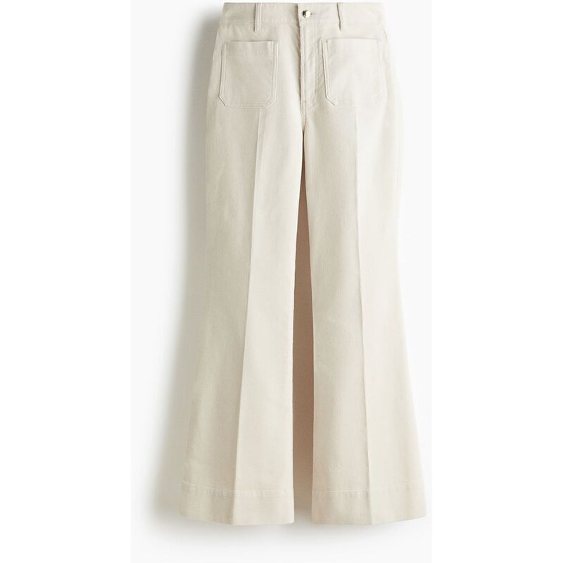 H&M - Manšestrové kalhoty Flared - Světle Béžová