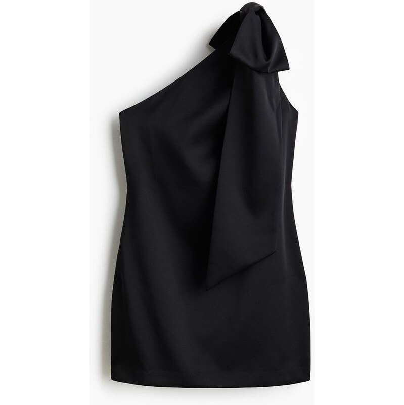 H&M - Šatys odhaleným ramenem a mašlí - Černá