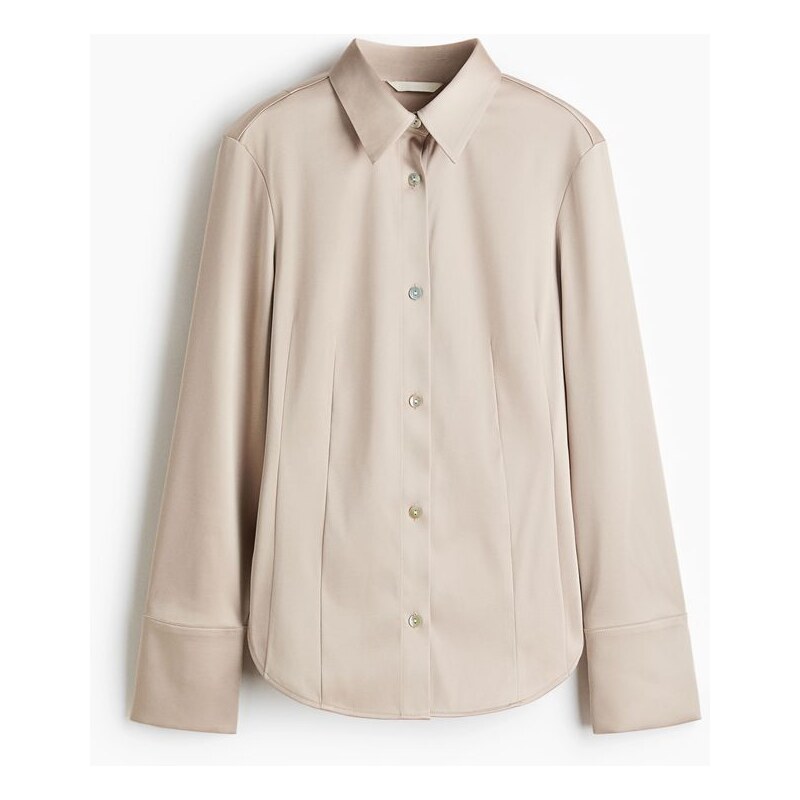 H&M - Přiléhavá keprová košile - béžová 110557222