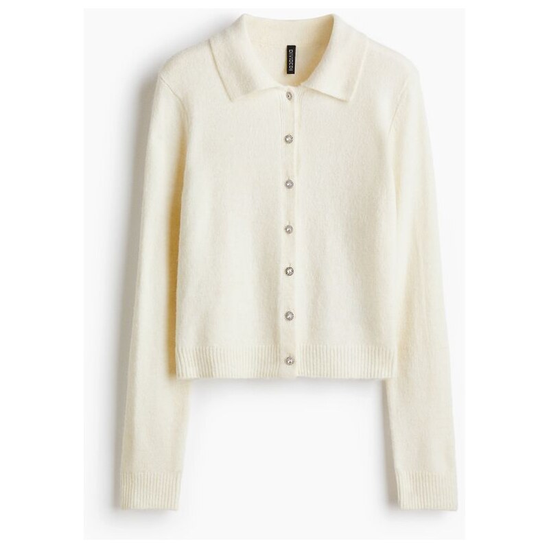 H&M - Propínací svetrs límcem - béžová 110557264