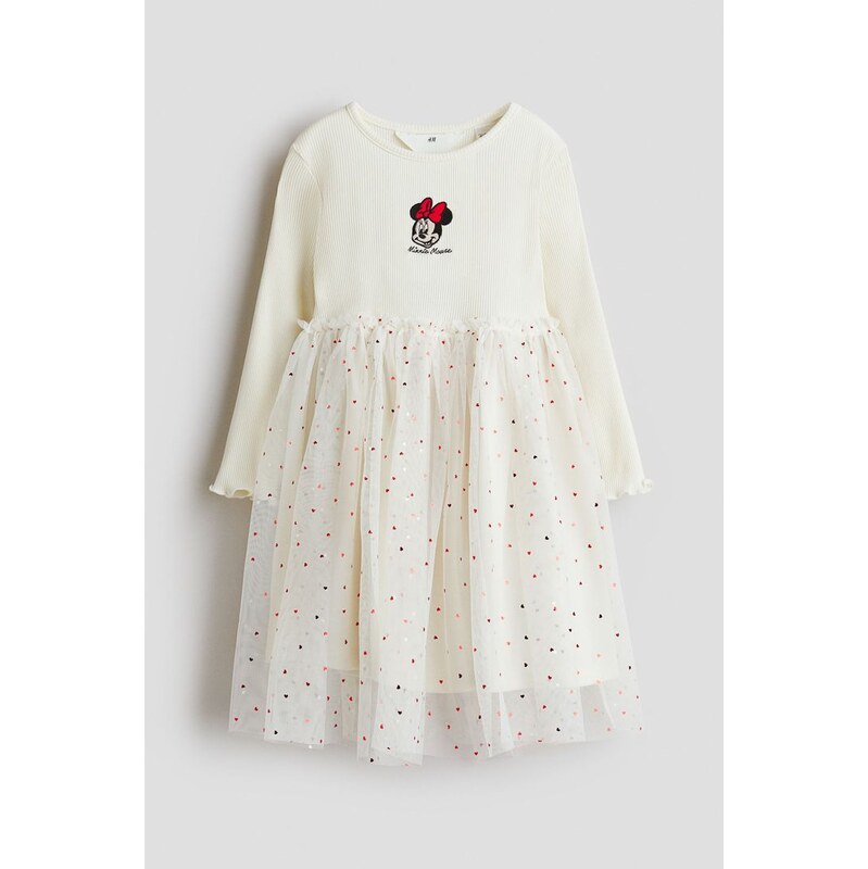 H&M - Tylové šatys motivem - Bílá/Myška Minnie