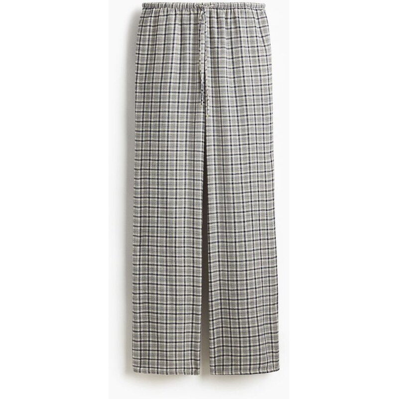 H&M - Kalhoty se stahovací šňůrkou - Světle Béžová/Kostka