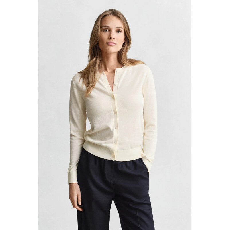 KARDIGÁN GANT LIGHT KNIT C-NECK CARDIGAN CREAM 110561732